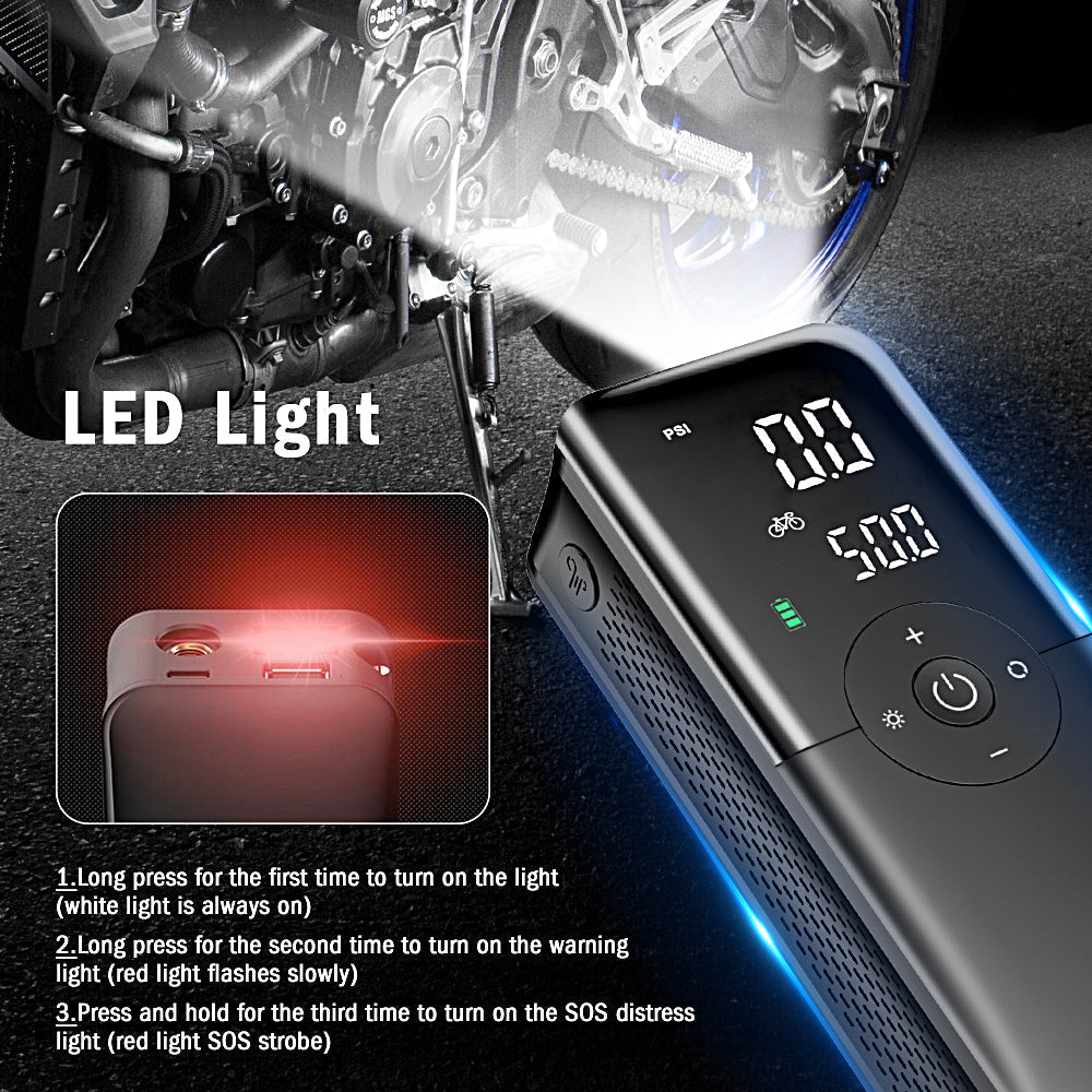 Portable Electric Air Pump + Charger + Super Torch (Multipurpose)